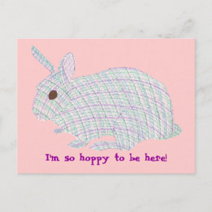 Carte Postale Plaid Bunny, j'ai tellement envie d'être ici pour 