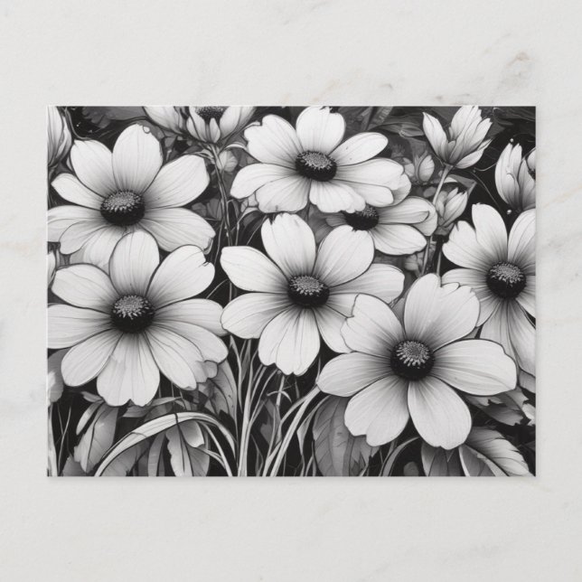 Carte Postale Plaisir floral monochromatique en fleur (Devant)