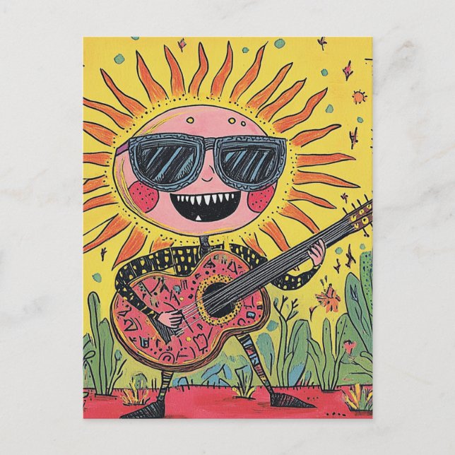 Carte Postale Plaisir Musical Sunshine Jouer Guitare (Devant)