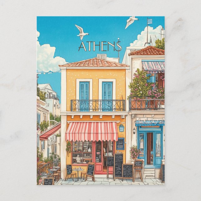 Carte Postale Plaka, Athènes Grèce Travel (Devant)