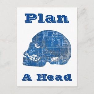 Carte Postale Plan A Tête Blueprint Humoristique
