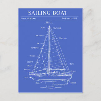 Carte Postale plan brevet de bateau à voile