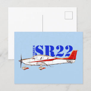 Carte Postale Plan Cirrus SR22 stylisé avec typographie audacieu