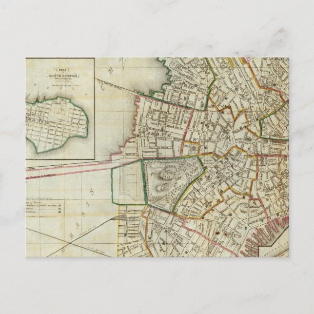 Carte Postale Plan de Boston et Charleston (Devant)