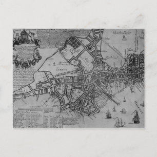 Carte Postale Plan de Boston, Nouvelle-Angleterre, 1739