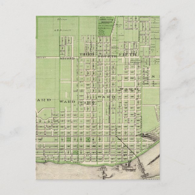 Carte Postale Plan de Davenport, comté de Scott, État de l'Iowa (Devant)