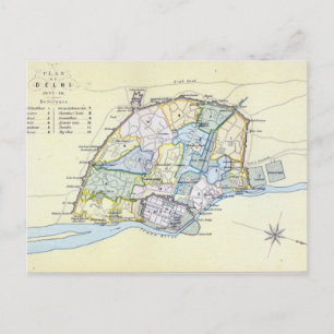 Carte Postale Plan de Delhi 1857-58, gravé par Guyot &
