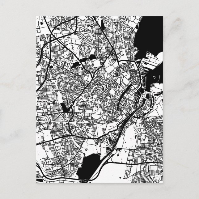 Carte Postale Plan de la ville de Copenhague Danemark (Devant)