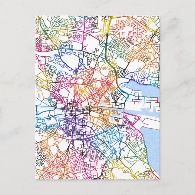 Carte Postale Plan de la ville de Dublin Irlande (Devant)