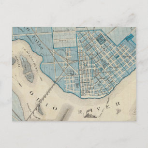 Carte Postale Plan de la ville de Jeffersonville et ses environs