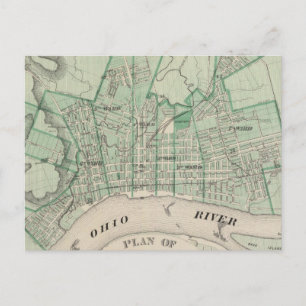 Carte Postale Plan de la ville de New Albany, Floyd Co, Indiana