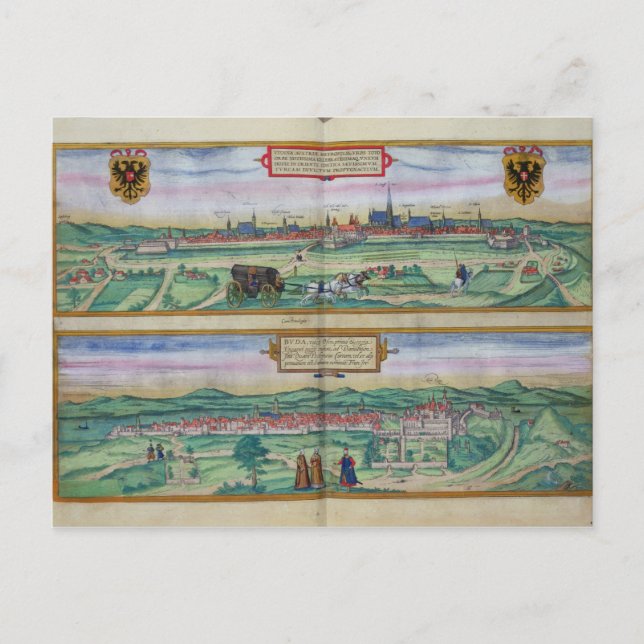 Carte Postale Plan de la ville de Vienne et Buda, de 'Civitates  (Devant)