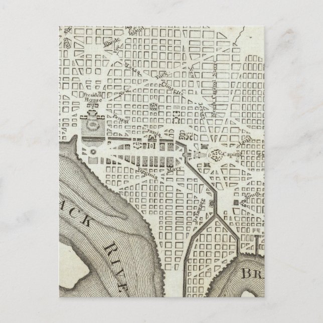 Carte Postale Plan de la ville de Washington (Devant)
