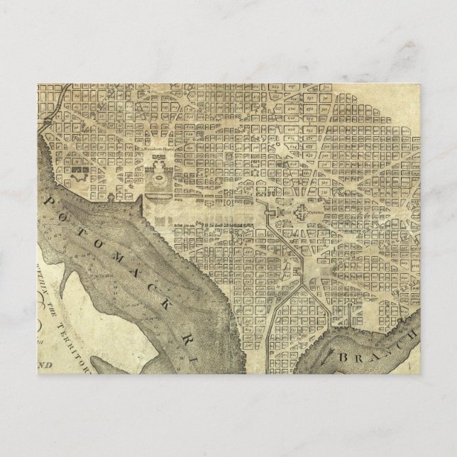 Carte Postale Plan de la ville de Washington (Devant)