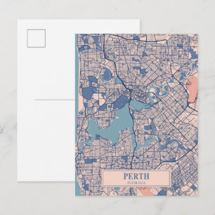 Carte Postale Plan de la ville venteuse de Perth Australie Voyag