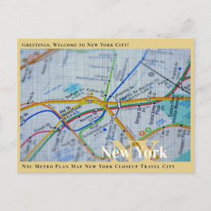 Carte Postale Plan de métro de NYC New York Gros plan Voyage Vil
