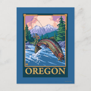 Carte Postale Plan de pêche à la mouche - Poster Vintage voyage