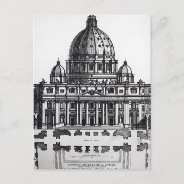 Carte Postale Plan de Saint-Pierre, Rome, gravé par (Devant)