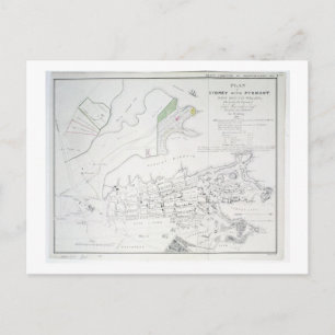 Carte Postale Plan de Sydney avec Pyrmont, Nouvelle-Galles du Su
