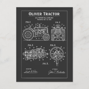 Carte Postale Plan de tracteur Oliver brevet artwork