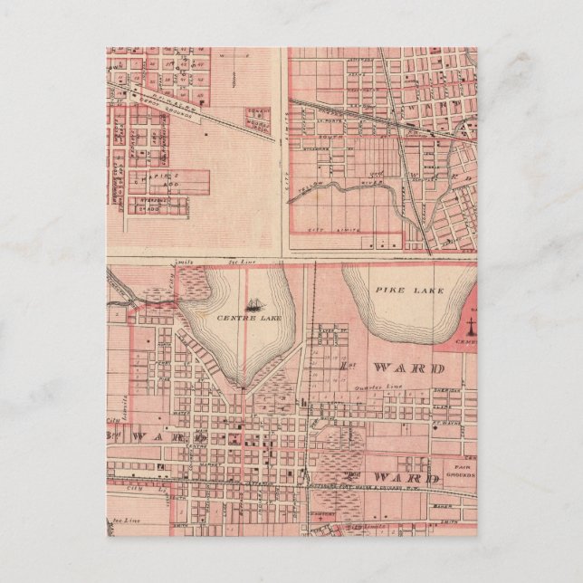 Carte Postale Plan de Varsovie avec Pierceton, Plymouth (Devant)