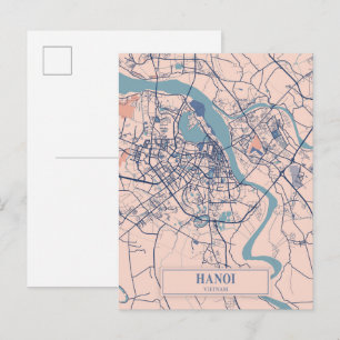 Carte Postale Plan de voyage de la ville venteuse de Hanoï Vietn