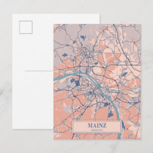 Carte Postale Plan de voyage de la ville venteuse de Mayence All