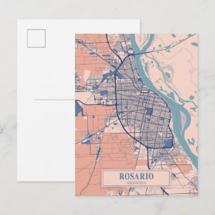 Carte Postale Plan de voyage de la ville venteuse de Rosario Arg