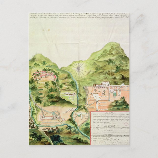 Carte Postale Plan des mines de Oaxaca, Mexique, 1785-1787 (Devant)