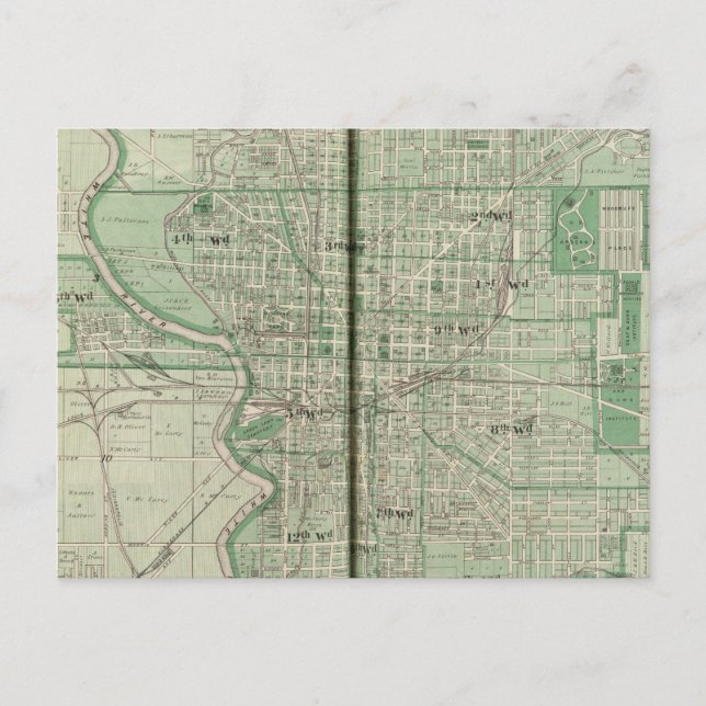 Carte Postale Plan d'Indianapolis (Devant)