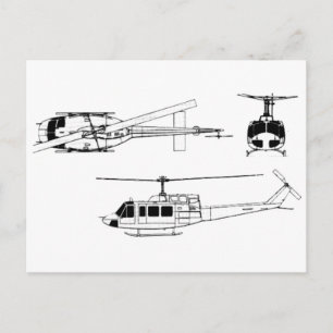 Carte Postale Plan directeur UH1 Huey (Iriquois)