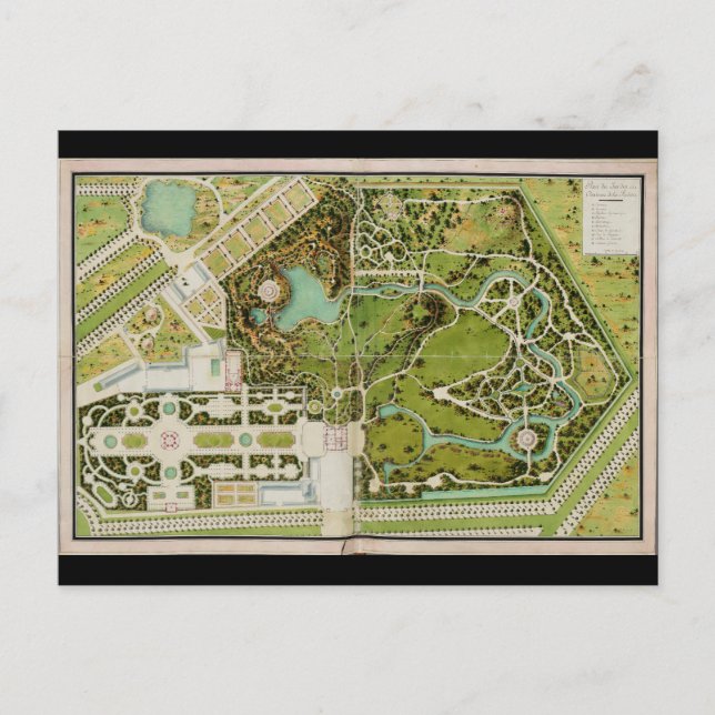Carte Postale Plan du jardin et château de la Reine (Devant)