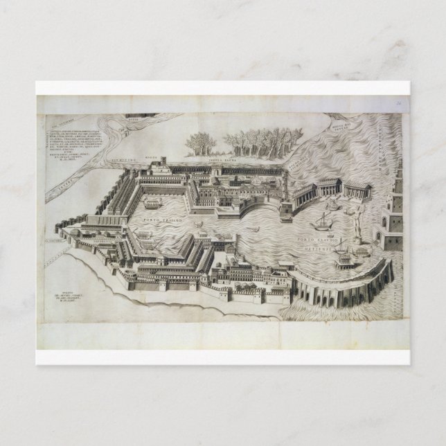 Carte Postale Plan du port d'Ostia Antica, gravé par (Devant)