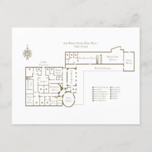 Carte Postale Plan du rez-de-chaussée de la Maison Blanche au pr