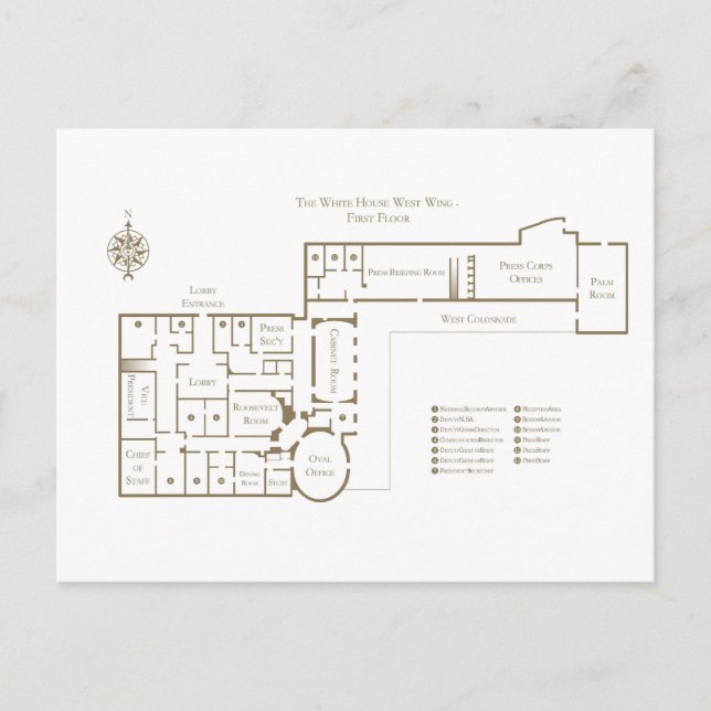 Carte Postale Plan du rez-de-chaussée de la Maison Blanche au pr (Devant)