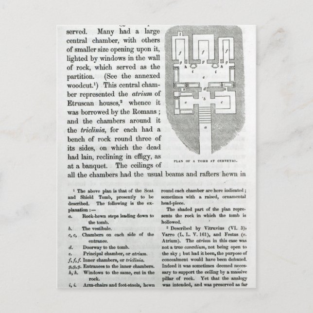 Carte Postale Plan d'une tombe à Cerveteri (Devant)