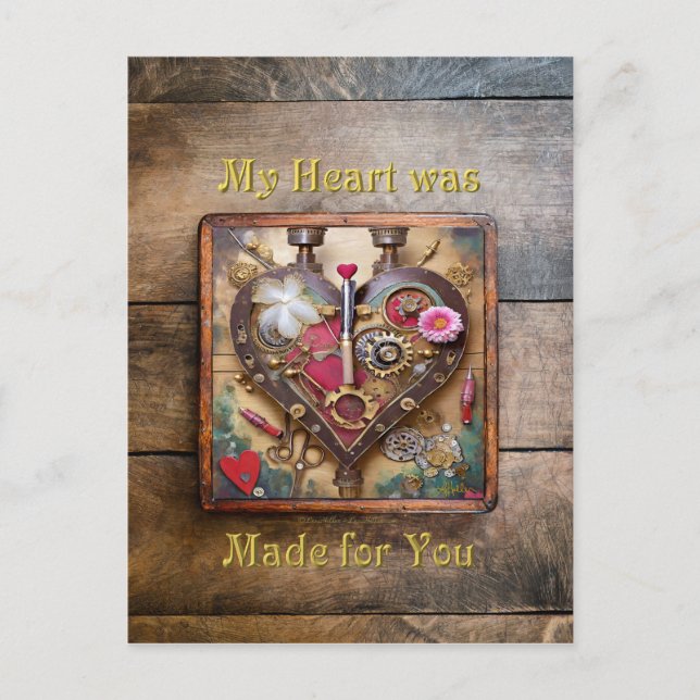 Carte Postale Planche à lèvres Fleurs Coeur Steampunk Series (Devant)