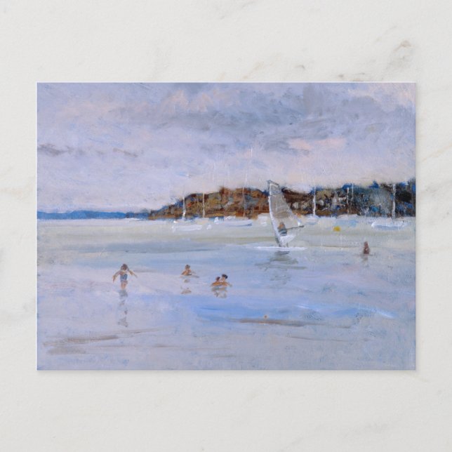 Carte Postale Planche à voile et baigneurs (Devant)