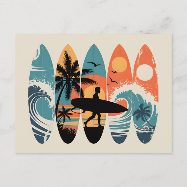 Carte Postale Planches de surf (Devant)
