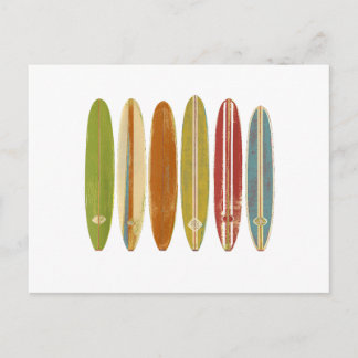 Carte Postale Planches de surf Longboard Style Rétro Vintage Sur