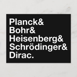 Carte Postale Planck & Bohr & Heisenberg & Schrödinger & Dirac