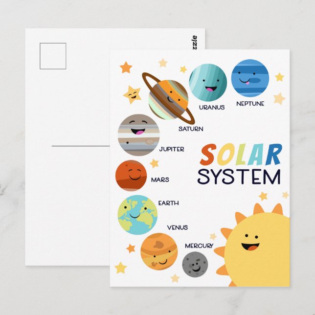 Carte Postale Planètes du système solaire Espace éducatif (Devant / Derrière)