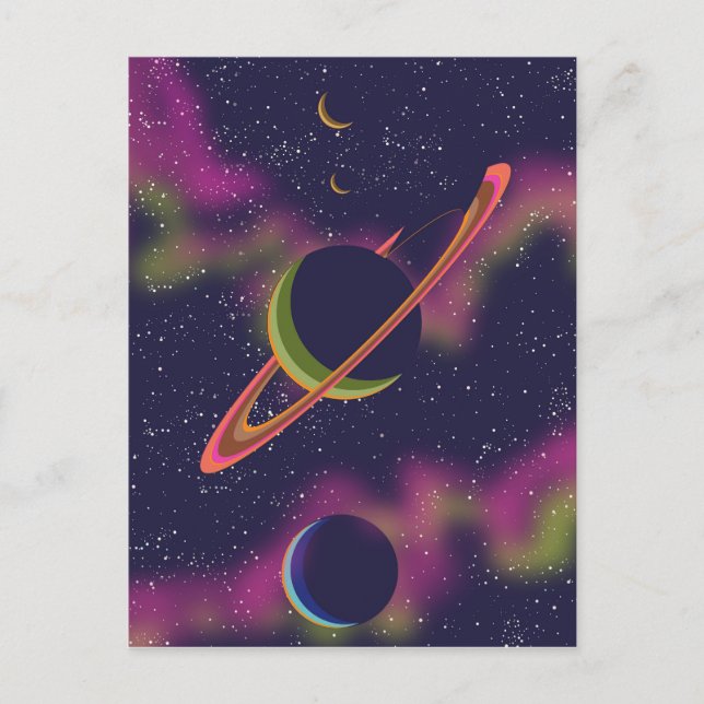 Carte Postale Planètes et Étoiles (Devant)