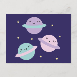 Carte Postale Planètes Pastel Kawaii