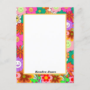 Carte Postale Planificateur de fleurs hippie retro Super Boho