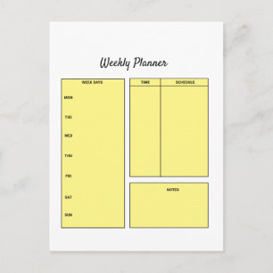 Carte Postale planificateur hebdomadaire personnalisé simple lis