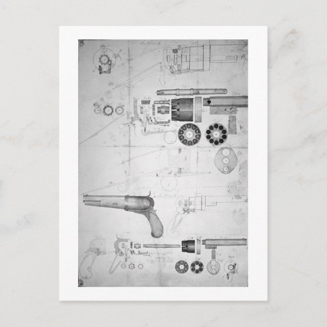 Carte Postale Plans originaux pour un revolver à dix chambres qu (Devant)