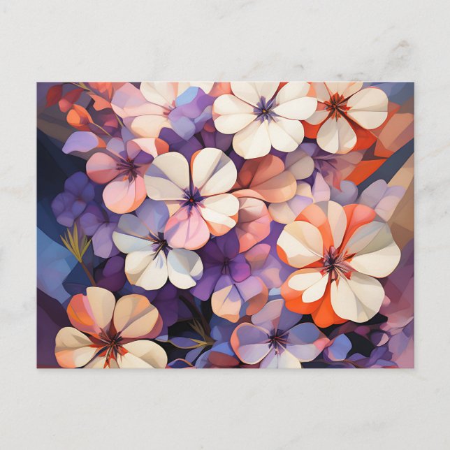 Carte Postale Plante botanique Phlox Abstrait Floral (Devant)