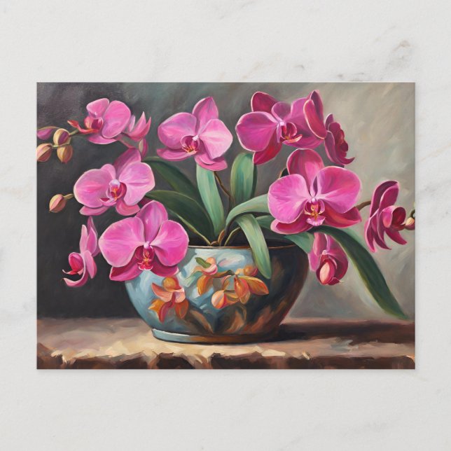 Carte Postale Plante de fleur d'orchidée rose  (Devant)