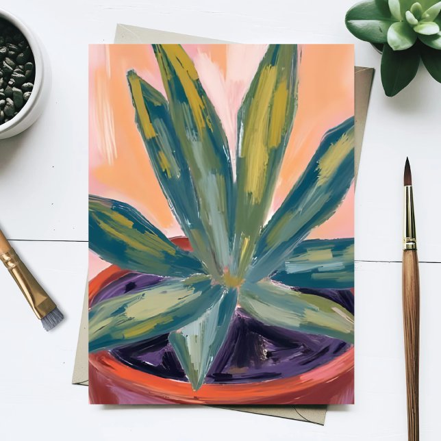 Carte Postale Plante de maison en pot botanique moderne aquarell (Créateur téléchargé)